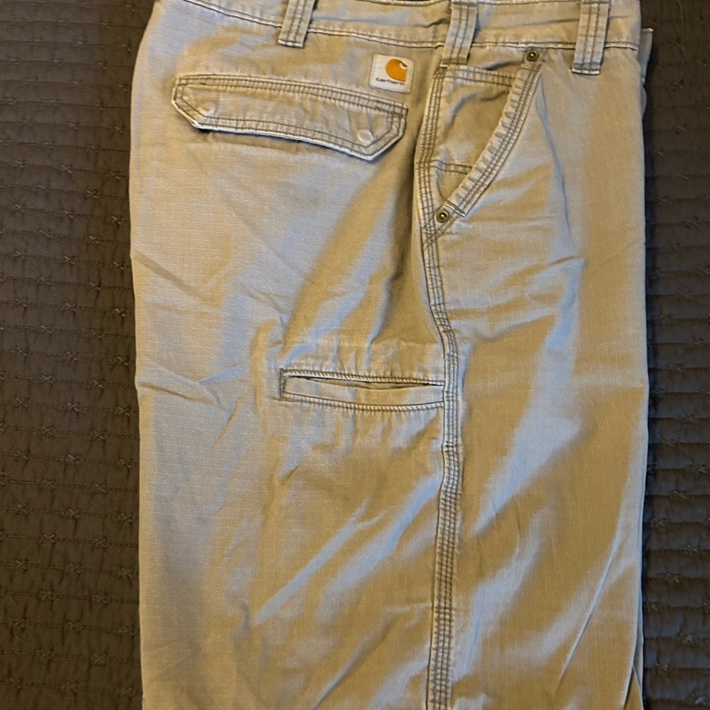 Carhartt Relaxed Fit Men's Flat Front Greenish Gray Cargo Shorts - Picture 6 of 7